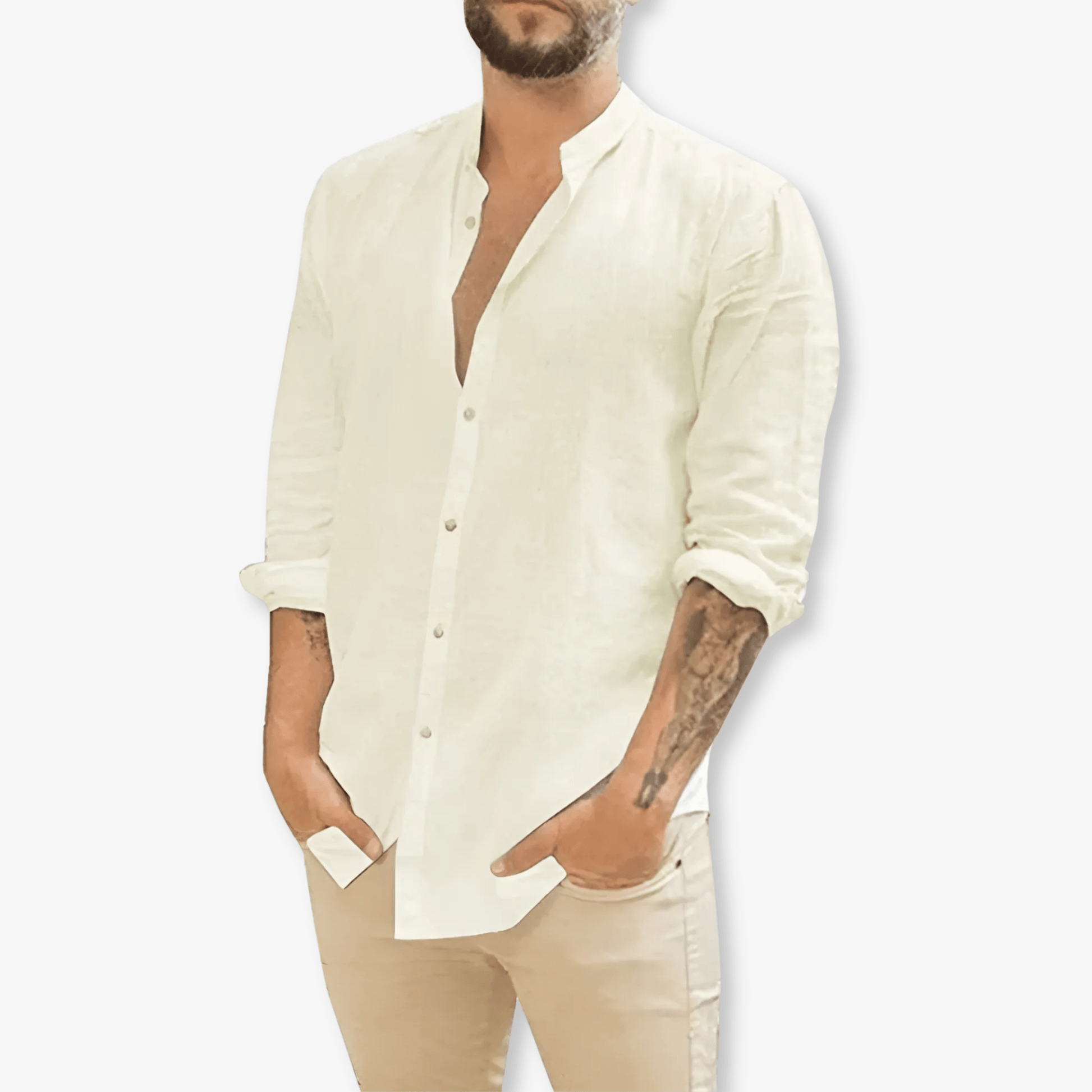 Primadon Freizehemden Beige / S Alban luftiges Leinenhemd für Herren langarm