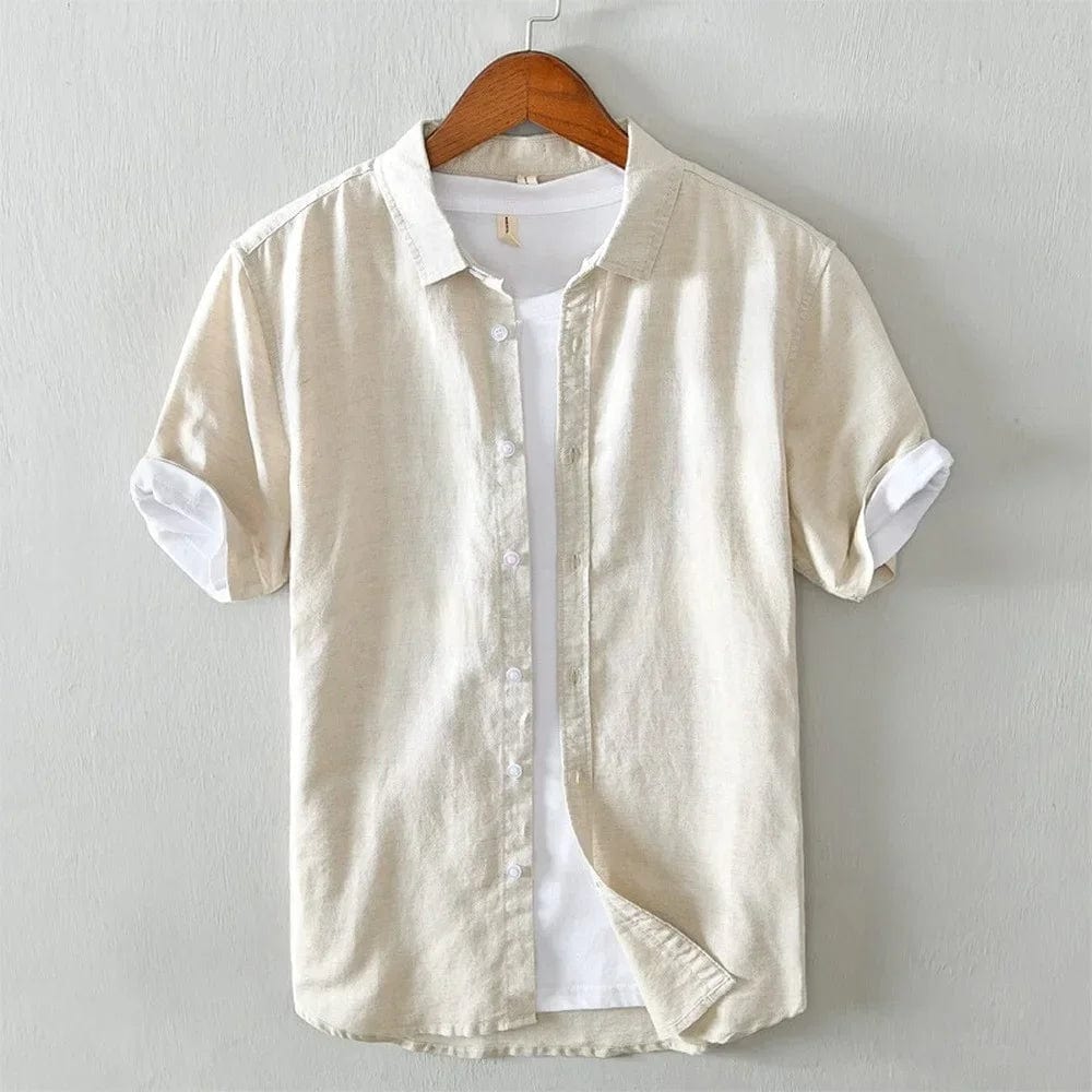 Primadon Freizehemden Beige / S Tony | Luxuriöses Leinenhemd für Herren Relaxed Fit