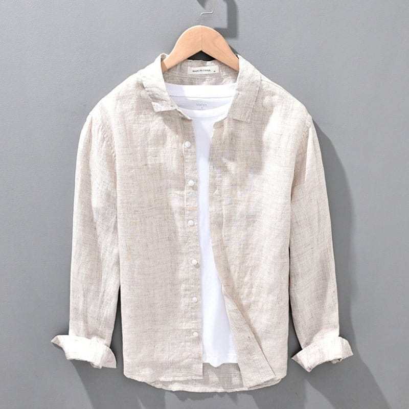 Primadon Freizehemden Beige / XS Jalen | Lässiges Leinenhemd für Herren Sommer atmungsaktiv