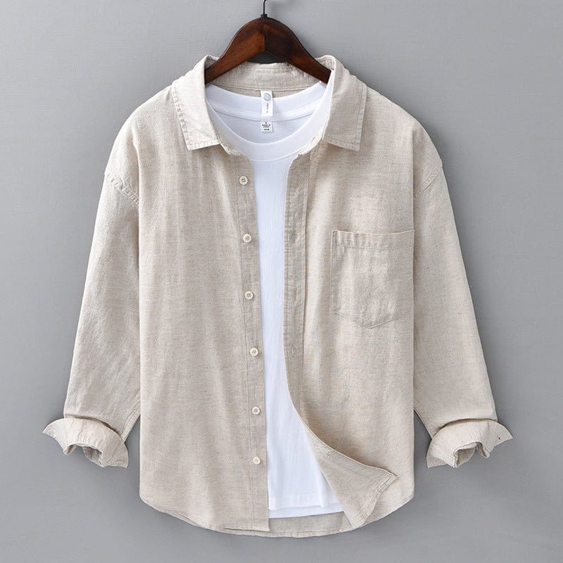 Primadon Freizehemden Beige / XS Niko | Lässiges Leinenhemd für Herren leicht