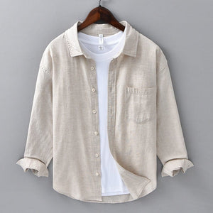 Primadon Freizehemden Beige / XS Niko | Lässiges Leinenhemd für Herren leicht