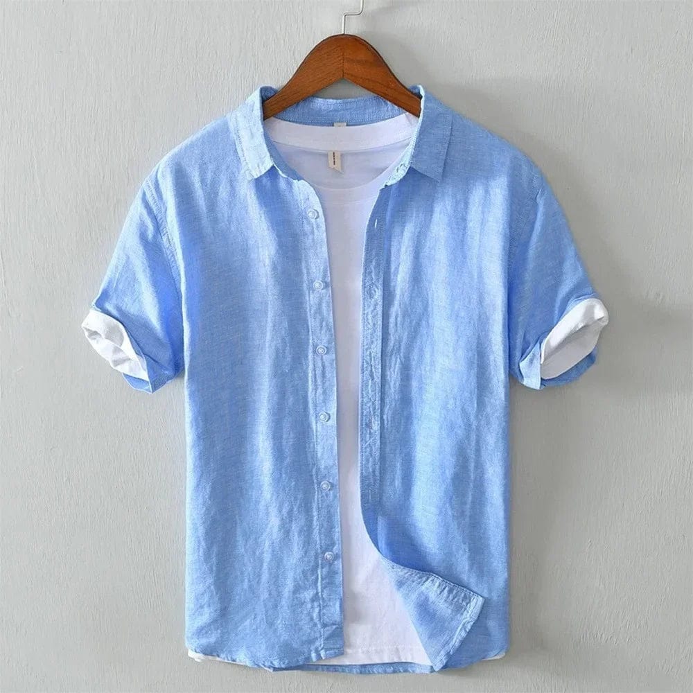 Primadon Freizehemden Himmelblau / S Tony | Luxuriöses Leinenhemd für Herren Relaxed Fit