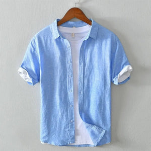 Primadon Freizehemden Himmelblau / S Tony | Luxuriöses Leinenhemd für Herren Relaxed Fit