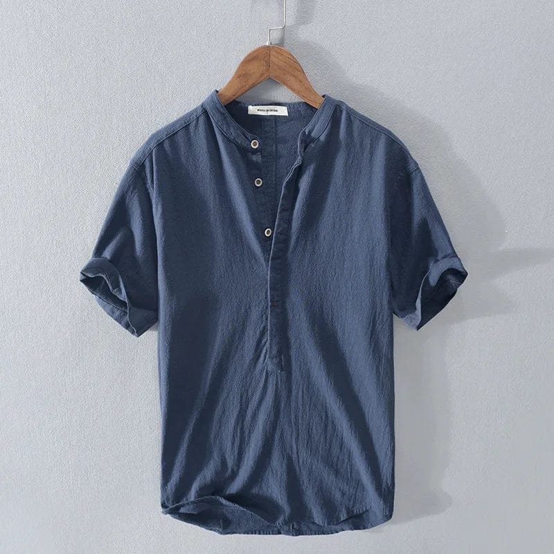 Primadon Freizehemden Marineblau / S Dan | Atmungsaktives Leinenhemd für Herren Sommer