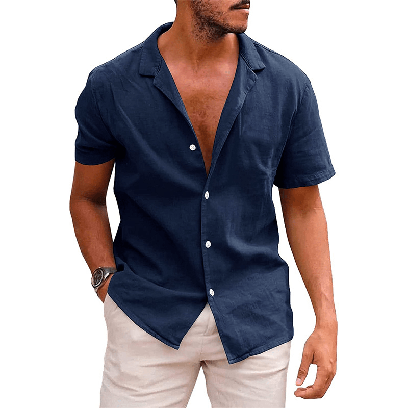 Primadon Freizehemden Marineblau / S Elias | lässiges Leinenhemd für Herren Sommer