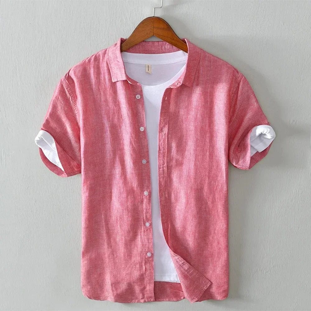 Primadon Freizehemden Rosa / S Tony | Luxuriöses Leinenhemd für Herren Relaxed Fit