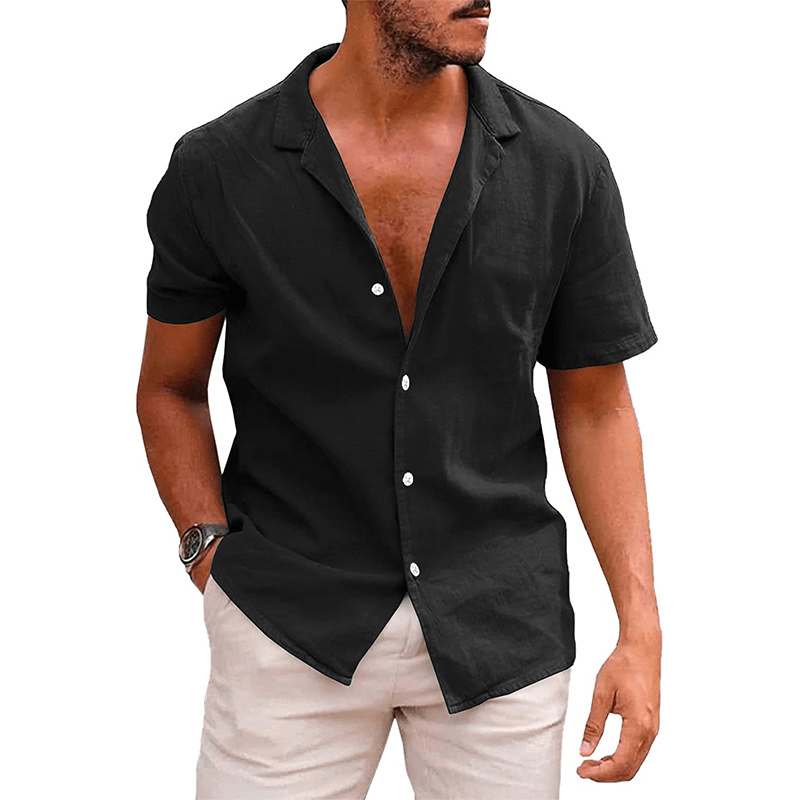Primadon Freizehemden Schwarz / S Elias | lässiges Leinenhemd für Herren Sommer
