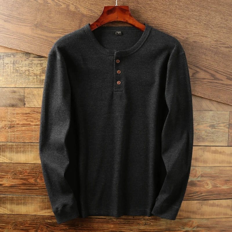 Primadon Freizeithemds Dunkelgrau / XS Hugo | Lässiges Henley-Shirt für Herren Sommer
