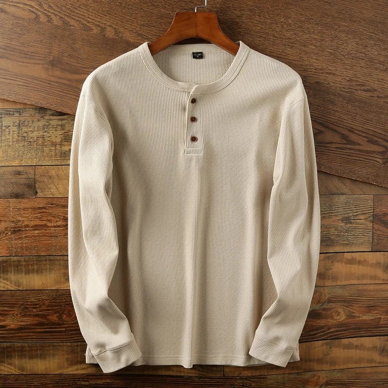 Primadon Freizeithemds Khaki / XS Hugo | Lässiges Henley-Shirt für Herren Sommer