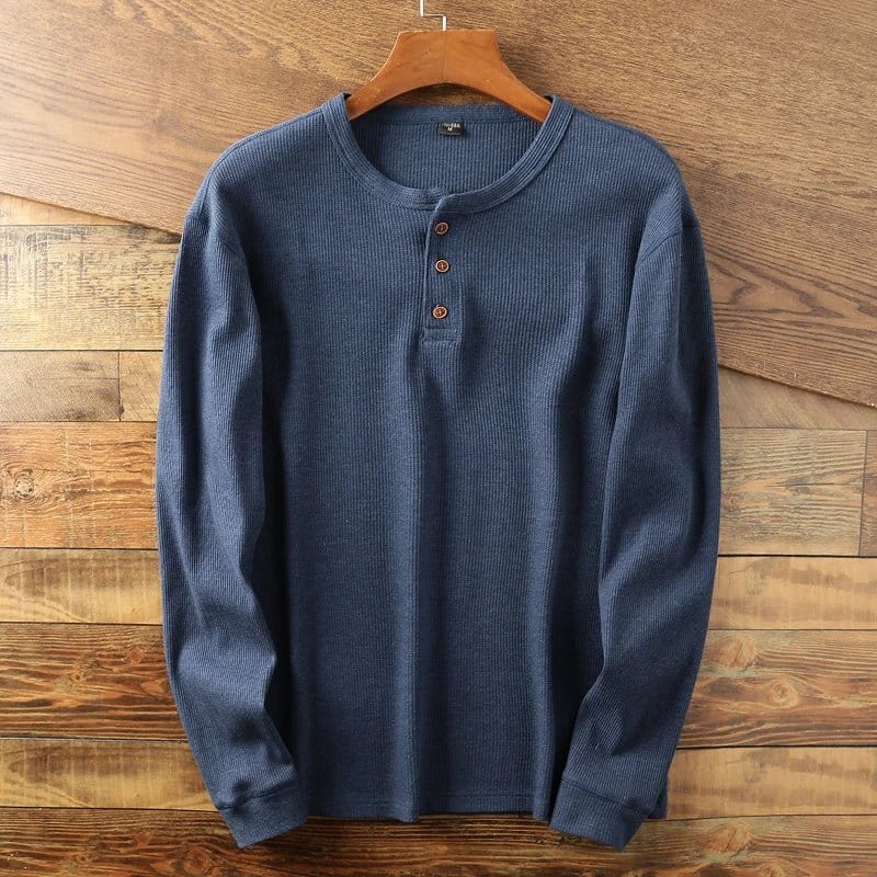 Primadon Freizeithemds Marineblau / XS Hugo | Lässiges Henley-Shirt für Herren Sommer