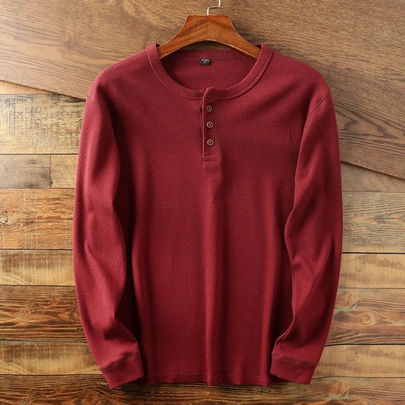 Primadon Freizeithemds Rot / XS Hugo | Lässiges Henley-Shirt für Herren Sommer