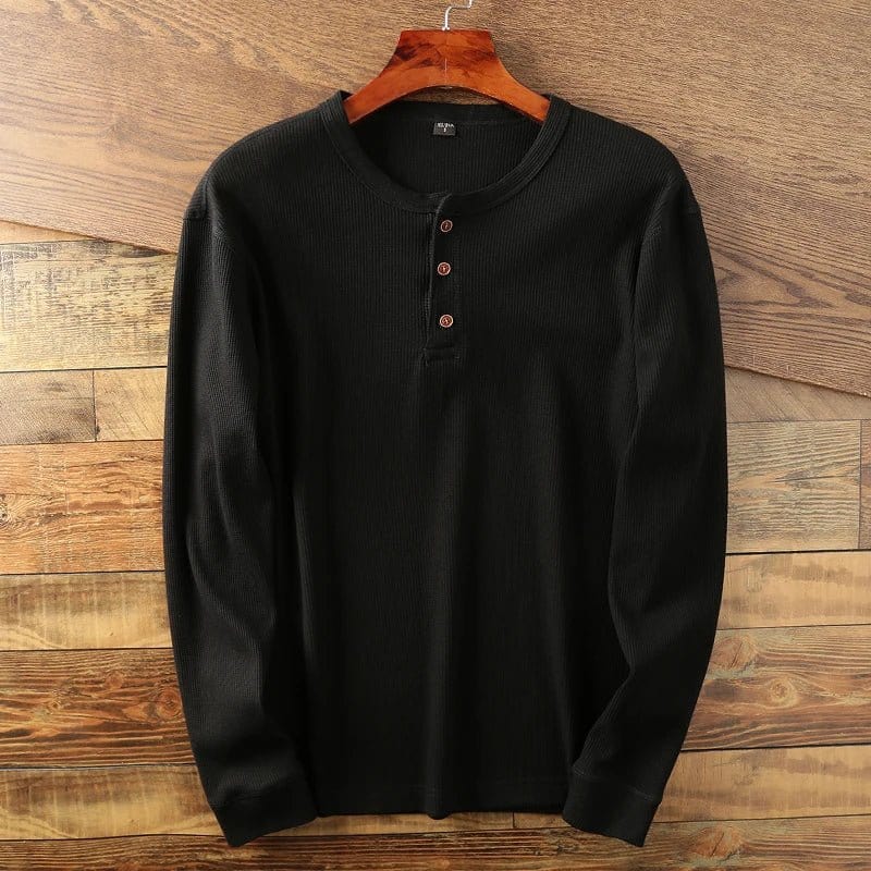 Primadon Freizeithemds Schwarz / XS Hugo | Lässiges Henley-Shirt für Herren Sommer