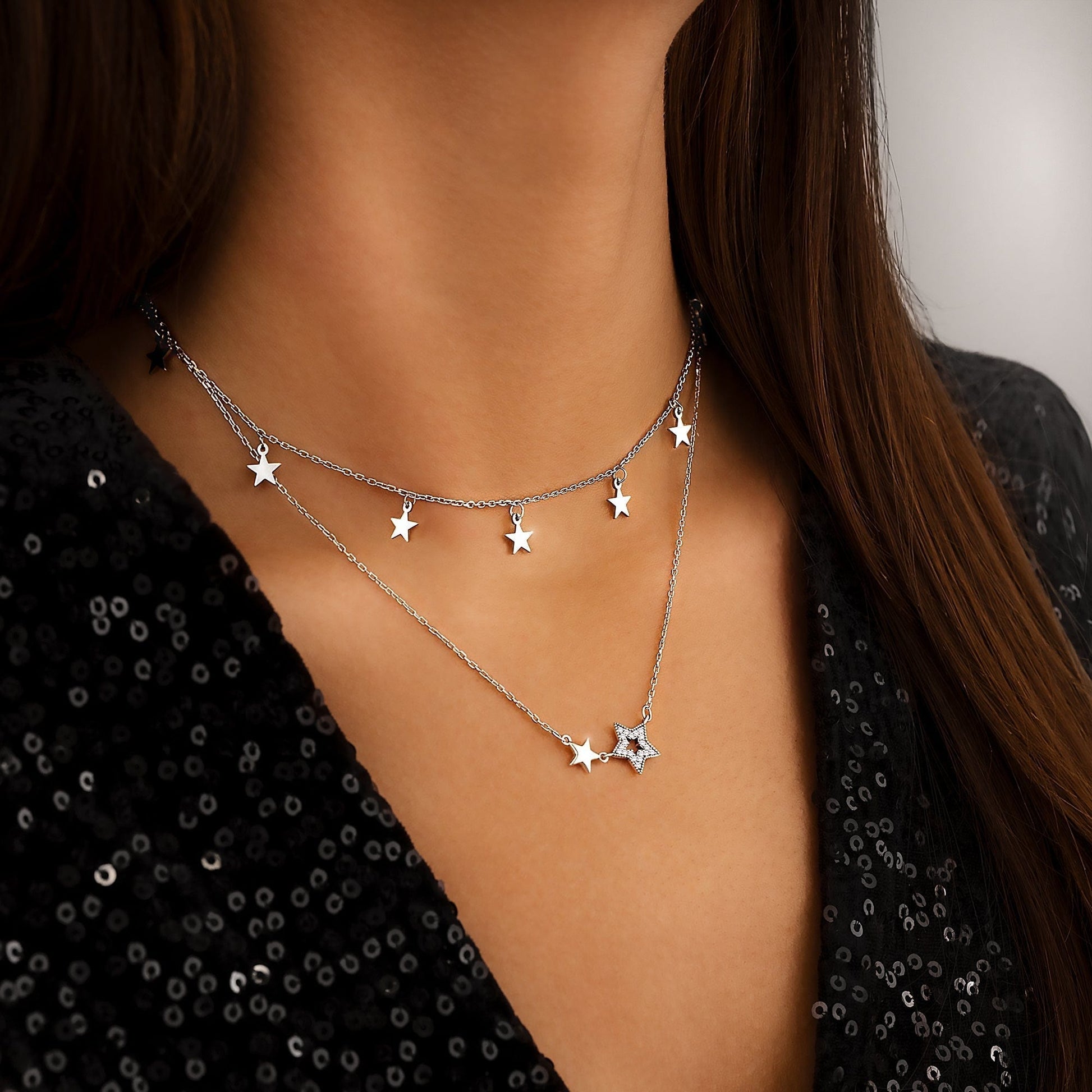 Primadon Halsketten Elara | Stilvolle Sternhalskette für Damen Gold/Silber