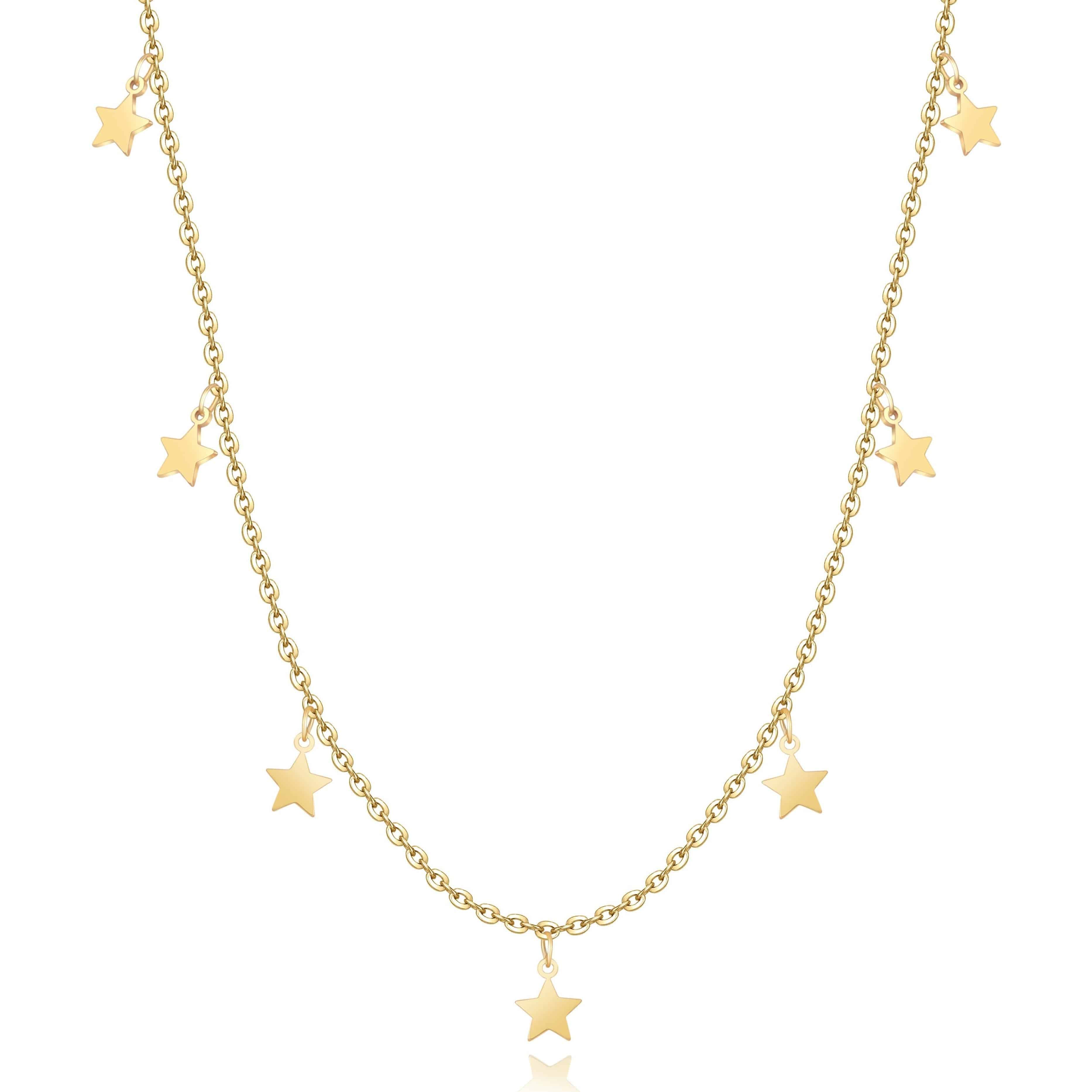 Primadon Halsketten Gold Elara | Stilvolle Sternhalskette für Damen Gold/Silber