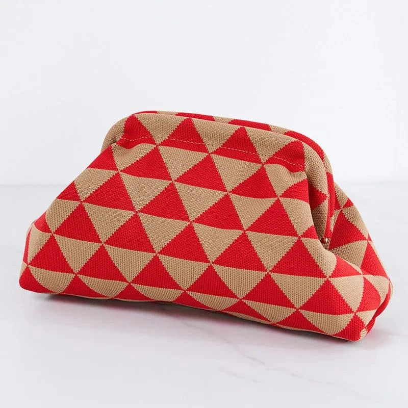 Primadon Handtaschen Mosaik Beige-Rot Clara leichte Clutch Tasche für Damen Sommer