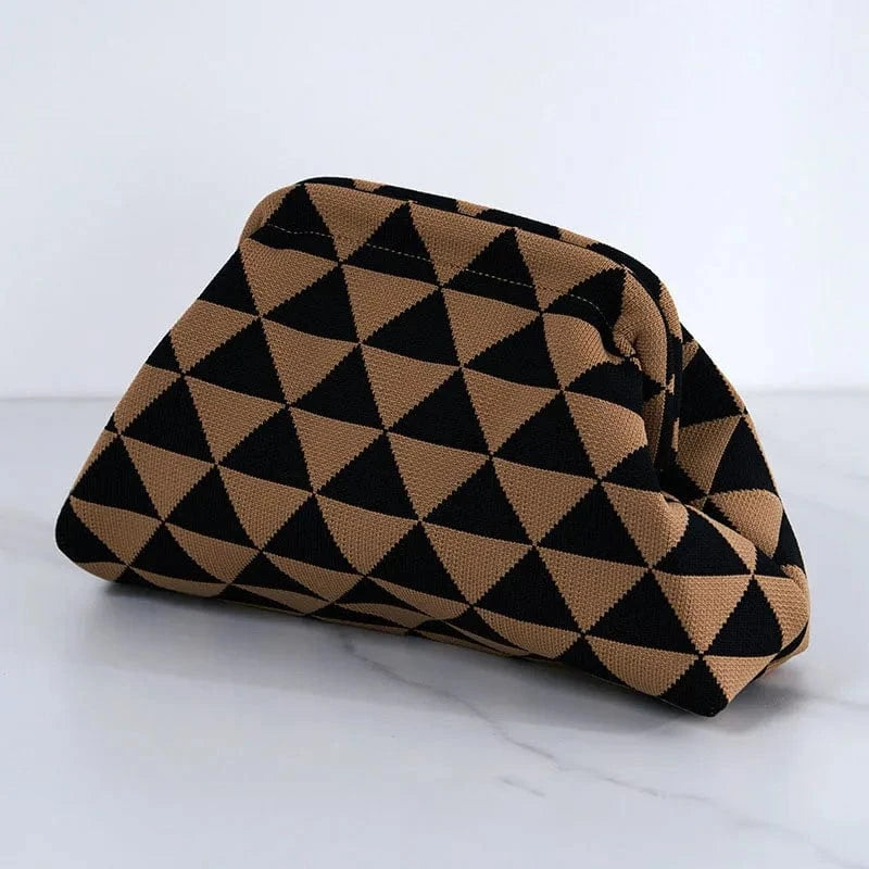 Primadon Handtaschen Mosaik Braun-Schwarz Clara leichte Clutch Tasche für Damen Sommer