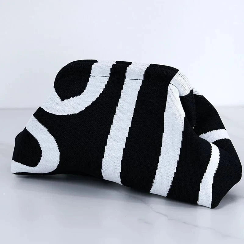 Primadon Handtaschen Spiral Schwarz-Weiß Clara leichte Clutch Tasche für Damen Sommer