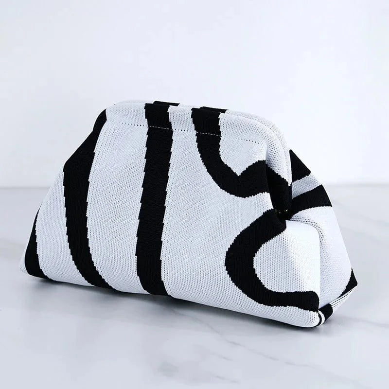 Primadon Handtaschen Spiral Weiß-Schwarz Clara leichte Clutch Tasche für Damen Sommer