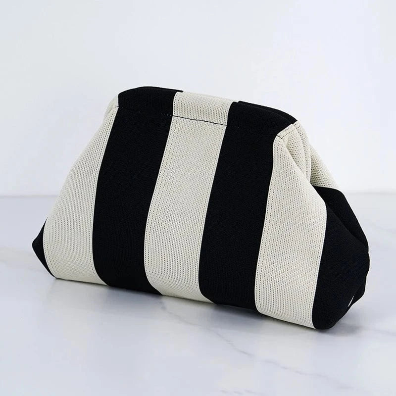 Primadon Handtaschen Streifen Beige-Schwarz Clara leichte Clutch Tasche für Damen Sommer