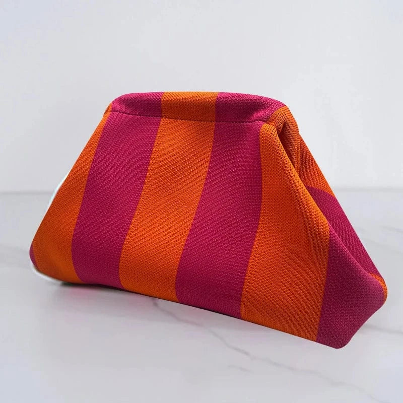 Primadon Handtaschen Streifen Orange-Lila Clara leichte Clutch Tasche für Damen Sommer