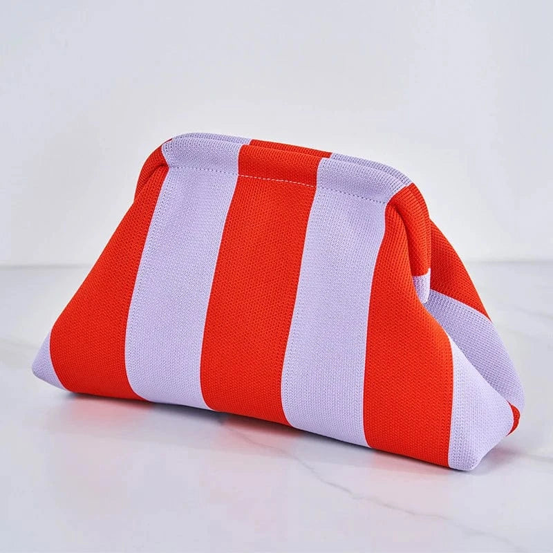 Primadon Handtaschen Streifen Rot-Lila Clara leichte Clutch Tasche für Damen Sommer