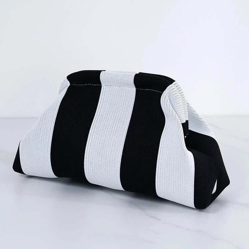 Primadon Handtaschen Streifen Schwarz-Weiß Clara leichte Clutch Tasche für Damen Sommer