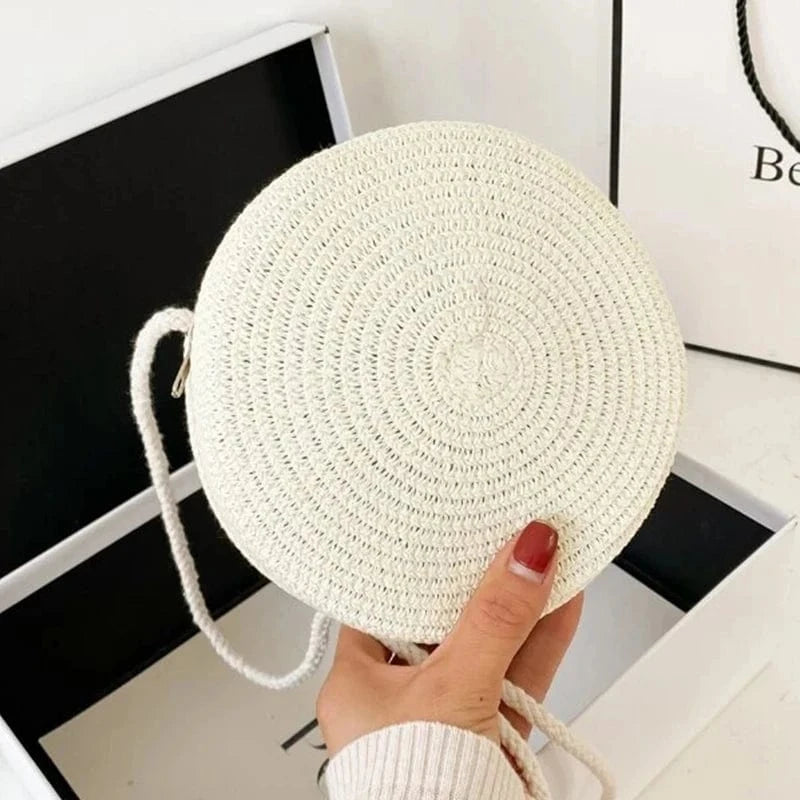Primadon Handtaschen Weiß Soleil | elegante Strohbeutel-Tasche für Damen Sommer