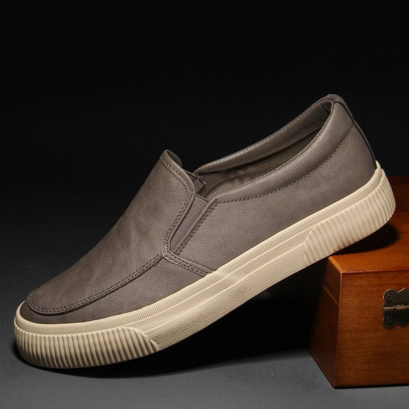Primadon Hausschuhe Grau / 37.5 Marc | Elegante Leder Slipper für Herren Atmungsaktiv