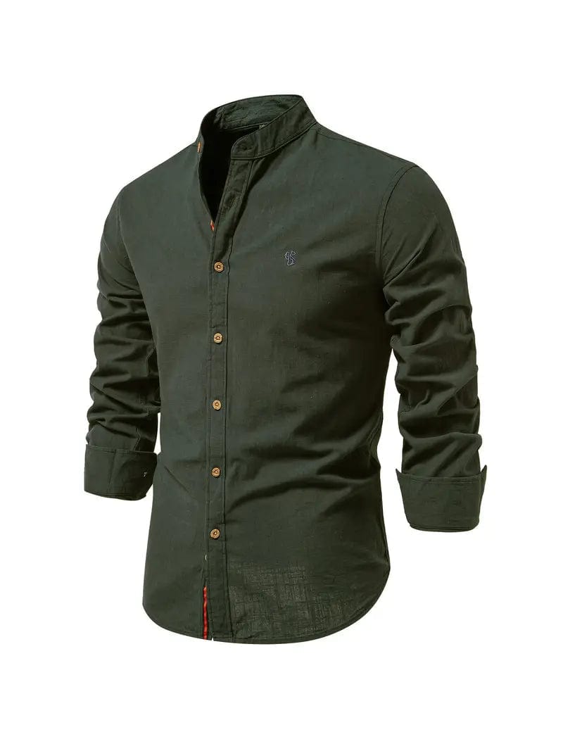 Primadon Hemdblusen Armeegrün / XS Benjamin | Elegantes Herrenhemd Langarm für Frühling und Herbst