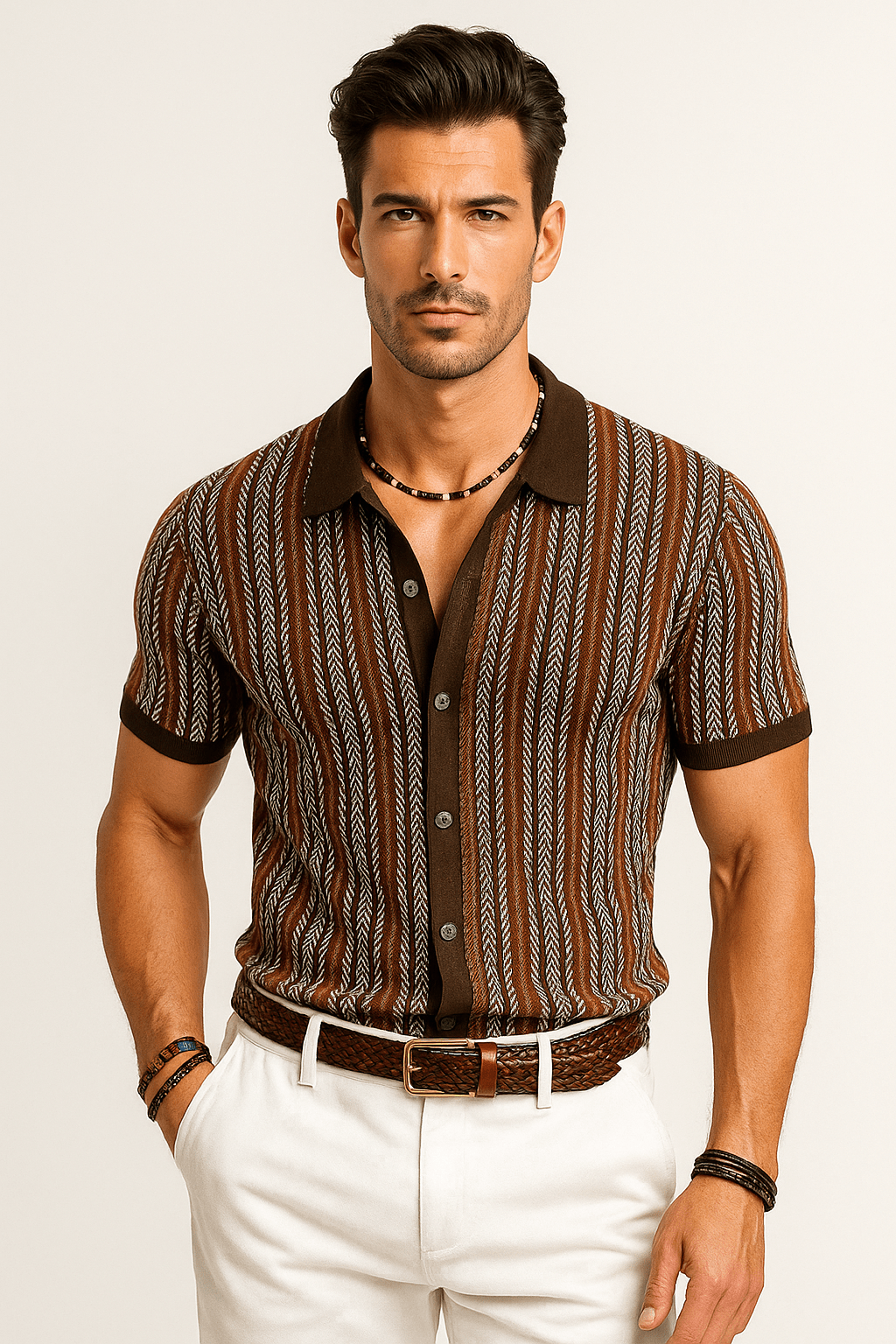 Primadon Hemdblusen Braun / S Marlon atmungsaktives Baumwollhemd für Herren slim fit