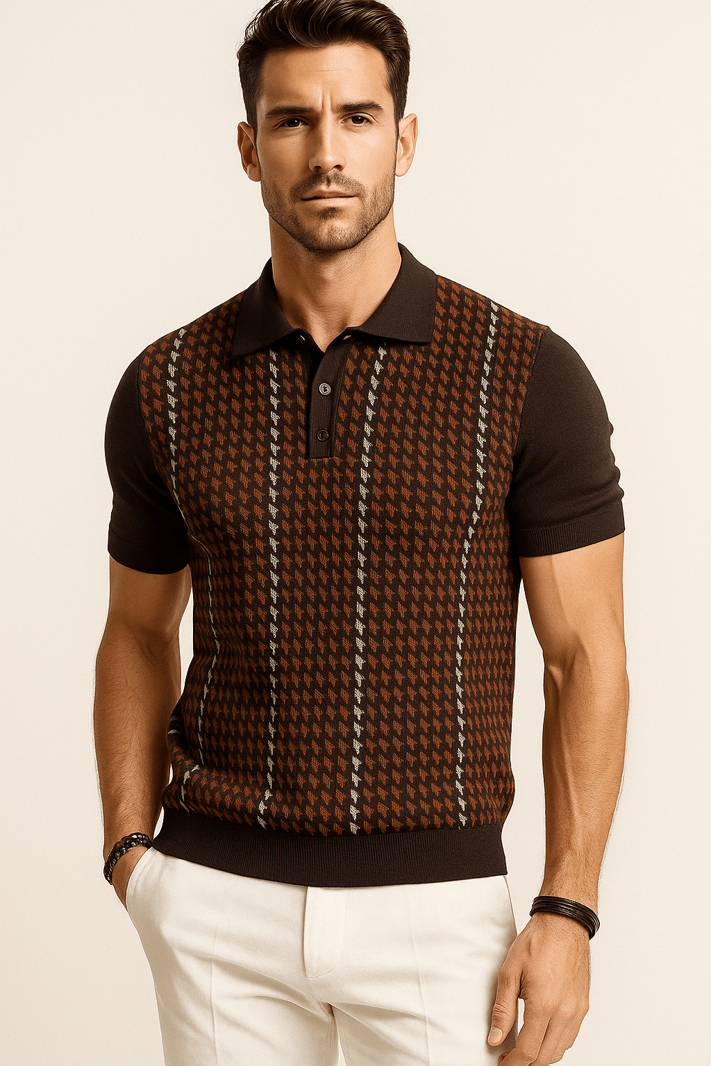 Primadon Hemdblusen Braun / S Sam | elegantes Poloshirt für Herren slim fit