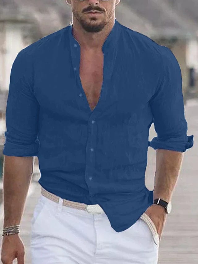 Primadon Hemdblusen Dunkelblau / XS Jamie | Elegantes Leinenhemd für Herren Sommer