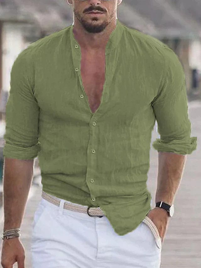 Primadon Hemdblusen Grün / XS Jamie | Elegantes Leinenhemd für Herren Sommer