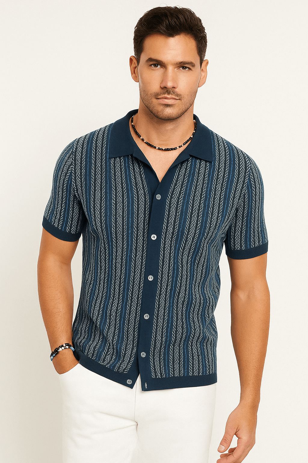 Primadon Hemdblusen Marineblau / S Marlon atmungsaktives Baumwollhemd für Herren slim fit