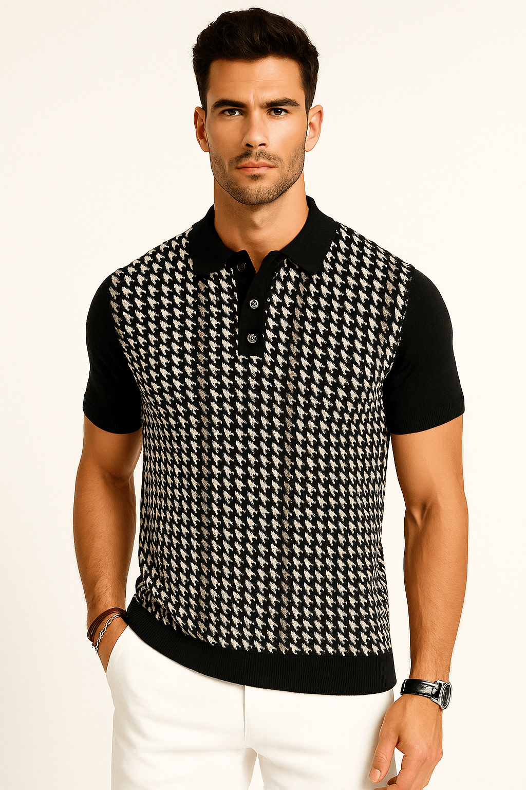Primadon Hemdblusen Schwarz / S Sam | elegantes Poloshirt für Herren slim fit