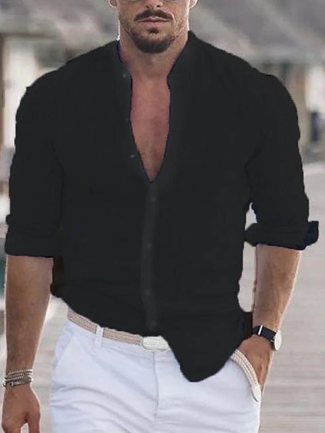 Primadon Hemdblusen Schwarz / XS Jamie | Elegantes Leinenhemd für Herren Sommer