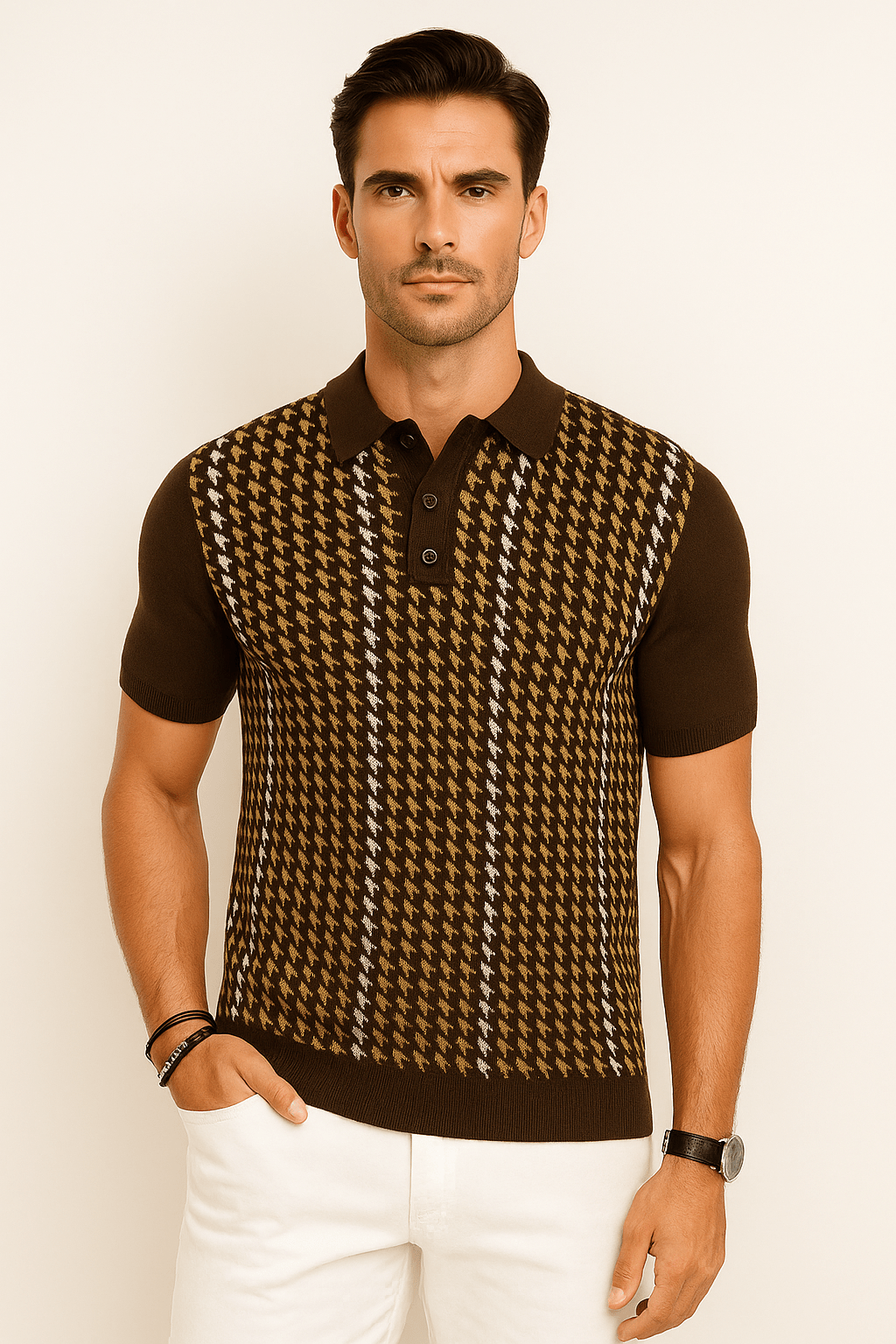Primadon Hemdblusen Tan / S Sam | elegantes Poloshirt für Herren slim fit