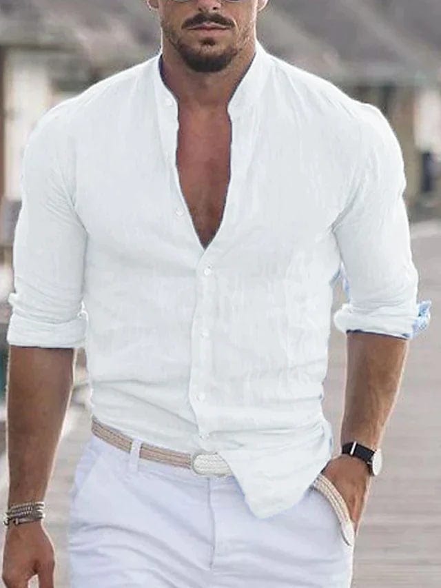Primadon Hemdblusen Weiß / XS Jamie | Elegantes Leinenhemd für Herren Sommer