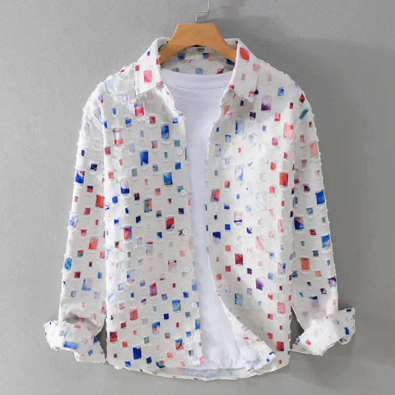 Primadon Hemden Weiß / S Clara | Lässiges Denim-Hemd für Damen mit fransigen Akzenten