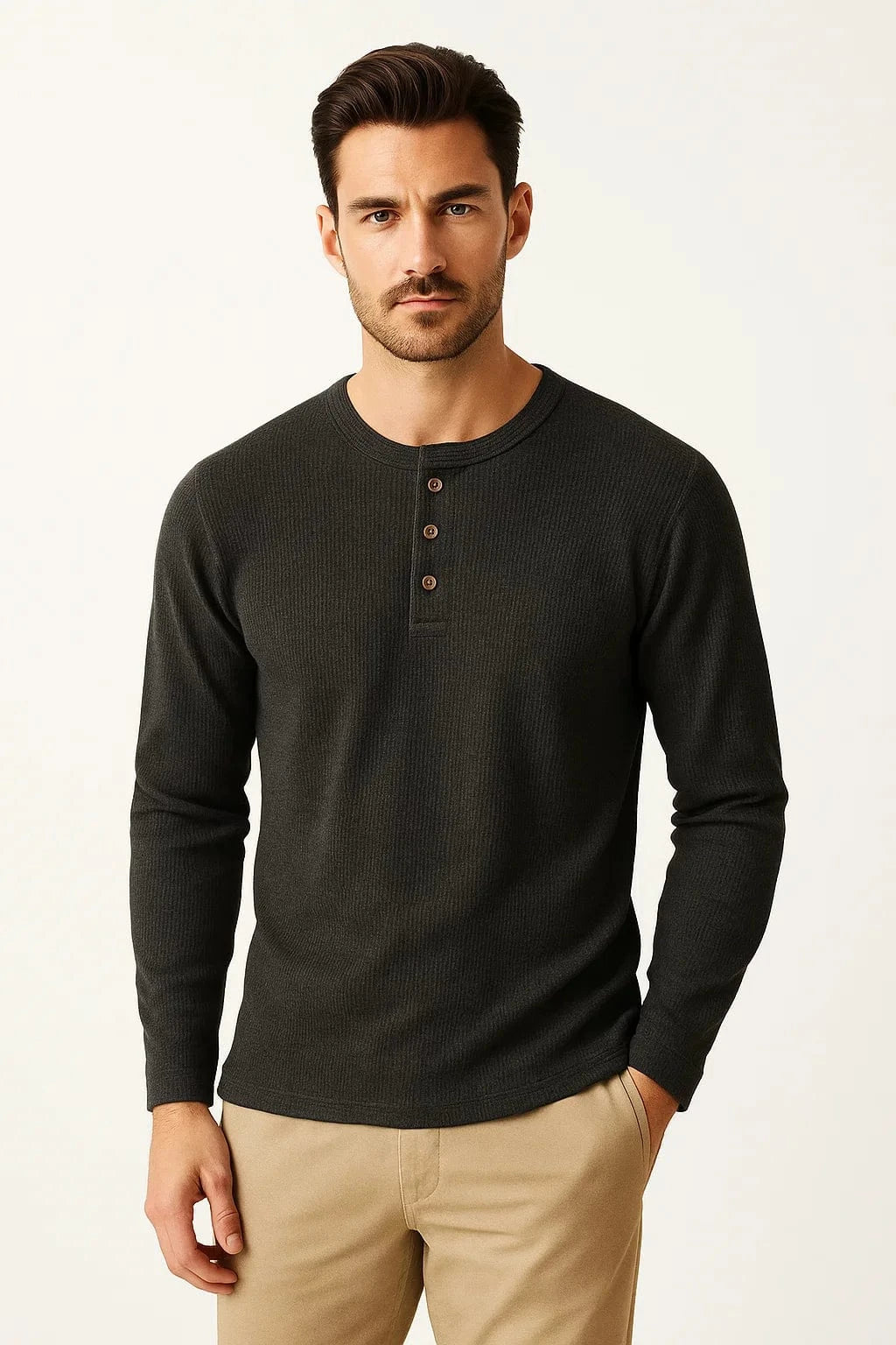 Primadon Henley-Shirts Dunkelgrau / XS Sienna | atmungsaktives Langarmshirt für Herren Sommer