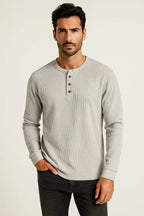 Primadon Henley-Shirts Hellgrau / XS Sienna | atmungsaktives Langarmshirt für Herren Sommer