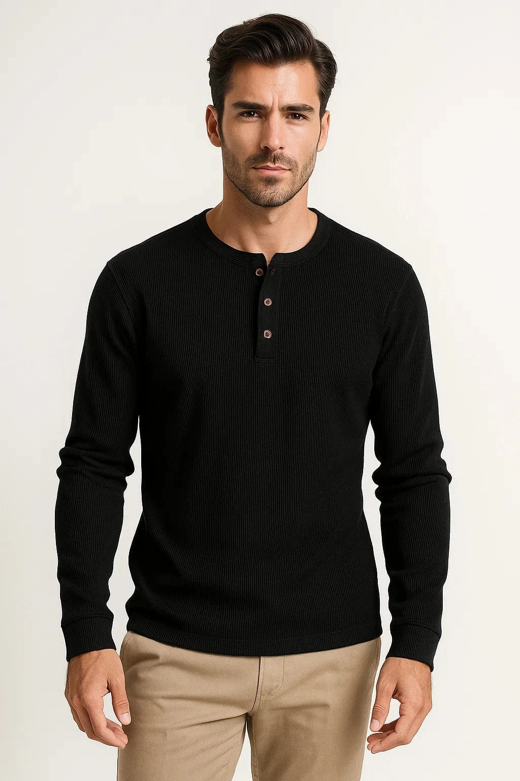 Primadon Henley-Shirts Schwarz / XS Sienna | atmungsaktives Langarmshirt für Herren Sommer