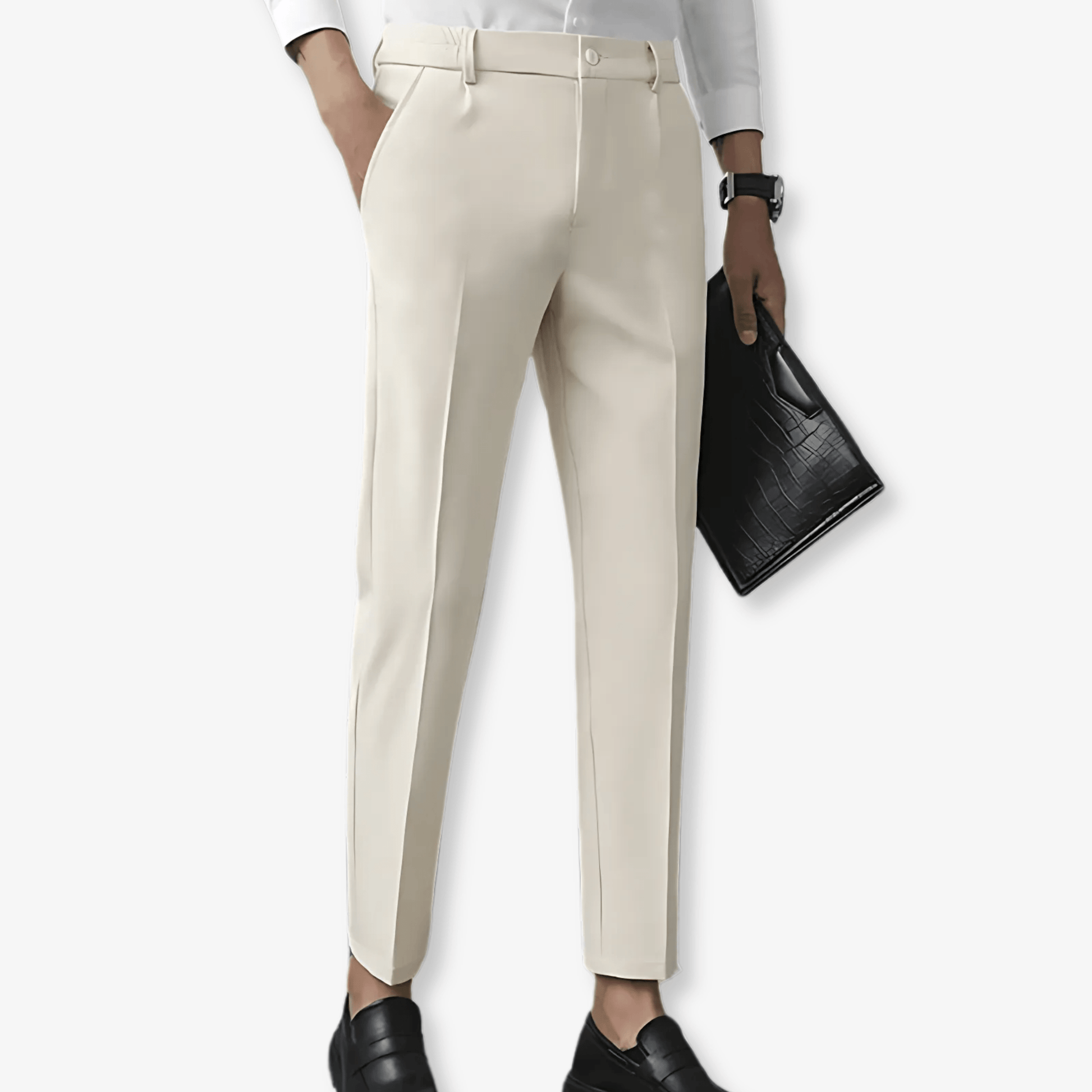Primadon Herren Anzughosen Beige / XS Augusto bequeme Stretchhose für Herren regular fit