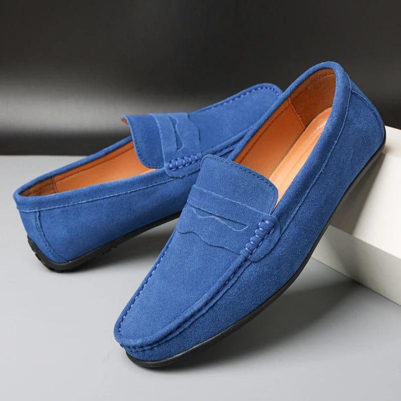 Primadon Herren Anzugschuhe Aqua Blau / 37.5 Lino | eleganter Wildleder Loafer für Herren klassisch