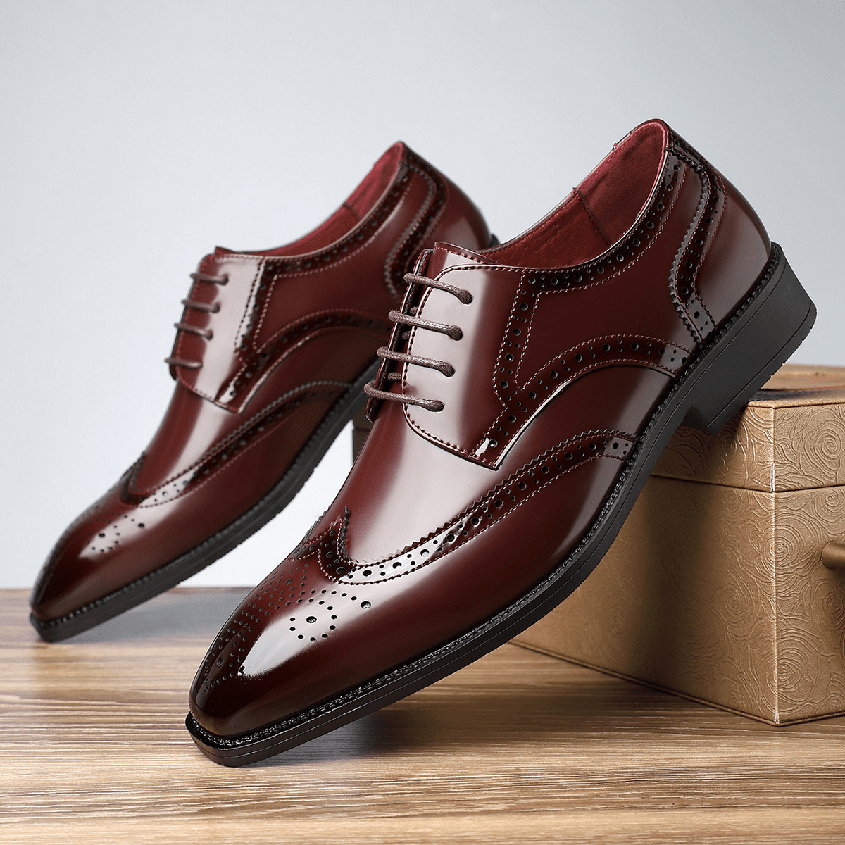 Primadon Herren Anzugschuhe Braun / 37.5 Maxime elegante Lederschuhe für Herren Patentleder