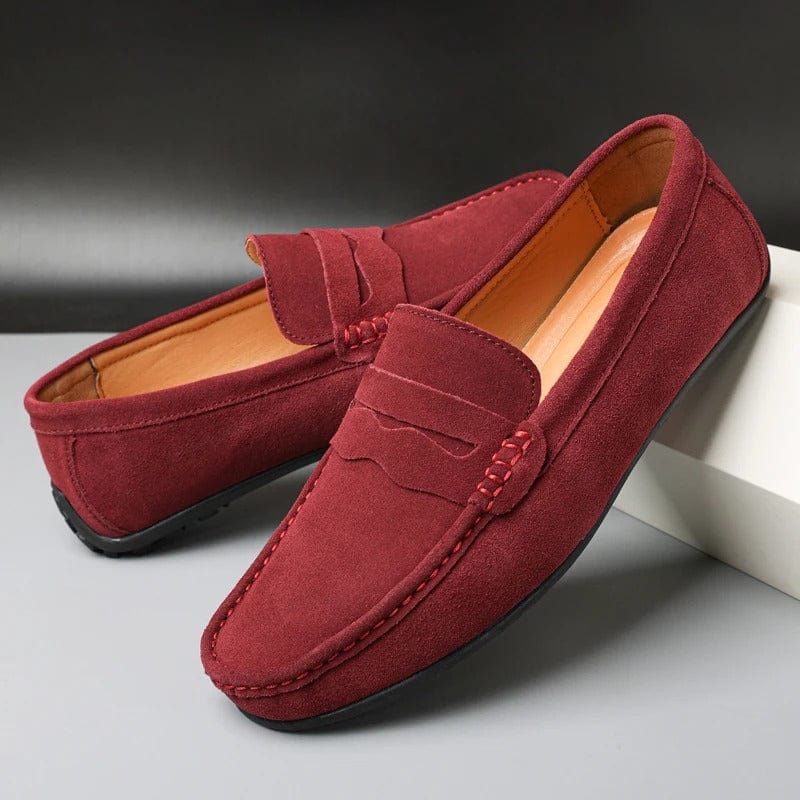 Primadon Herren Anzugschuhe Kastanienbraun / 37.5 Lino | eleganter Wildleder Loafer für Herren klassisch
