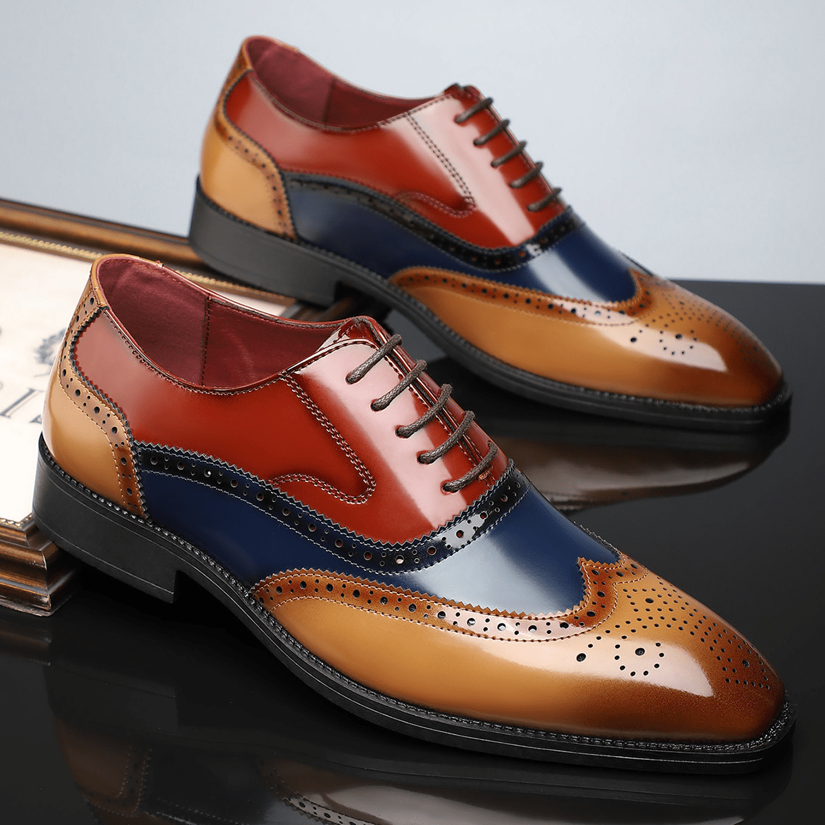 Primadon Herren Anzugschuhe Maxime elegante Lederschuhe für Herren Patentleder