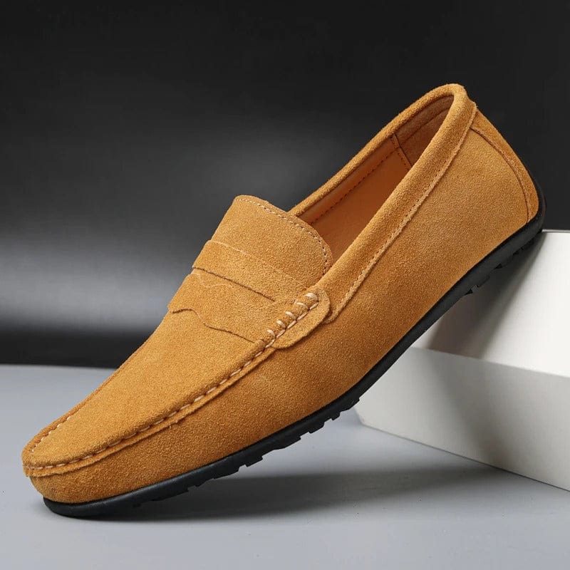 Primadon Herren Anzugschuhe Tan / 37.5 Lino | eleganter Wildleder Loafer für Herren klassisch