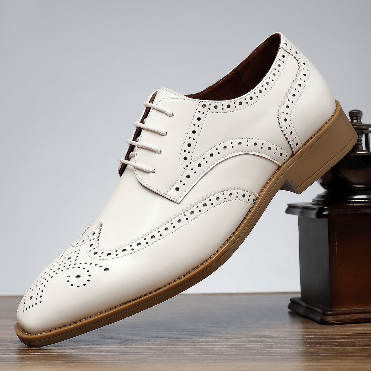 Primadon Herren Anzugschuhe Weiß / 37.5 Maxime elegante Lederschuhe für Herren Patentleder