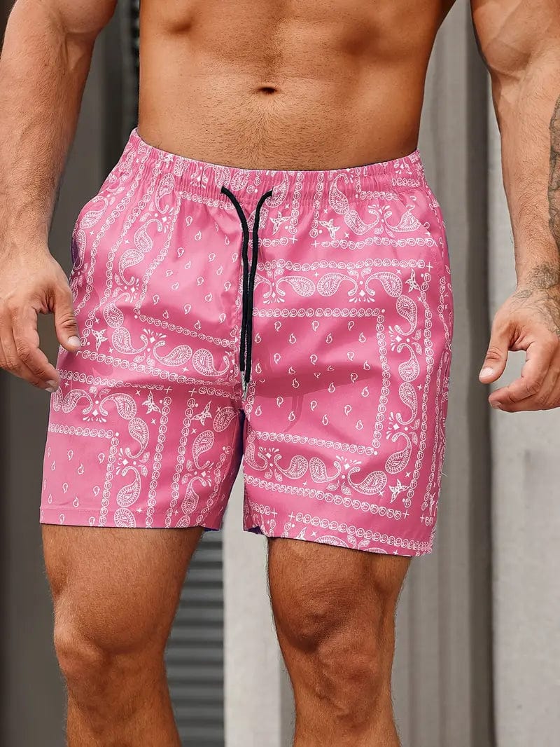 Primadon Herren Badebekleidung Pink-Rot / S Ralph | Bequeme Badeshorts für Herren Sommer schnelltrocknend